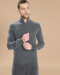 Pull 100% Cachemire Jules col camionneur gris foncé