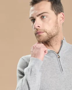 Pull 100% Cachemire Jules col camionneur gris clair