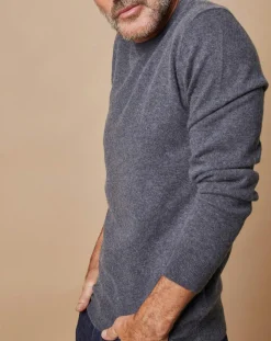 Pull 100% Cachemire Lucas col rond gris foncé