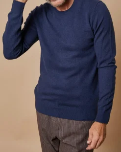 Pull 100% Cachemire Lucas col rond bleu marine
