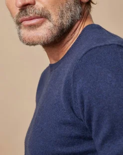 Pull 100% Cachemire Lucas col rond bleu marine