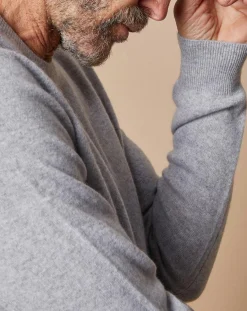 Pull 100% Cachemire Lucas col rond gris clair
