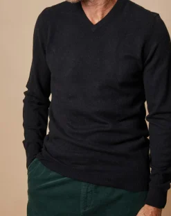 Pull 100% Cachemire Lucien col V noir