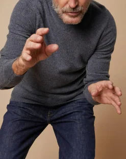 Pull 100% Cachemire Lucien col V gris foncé