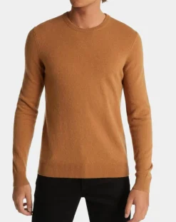 Pull 100% Cachemire Machron col rond camel