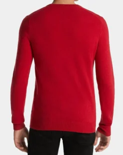 Pull 100% Cachemire Machron col rond rouge