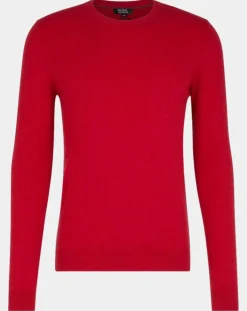 Pull 100% Cachemire Machron col rond rouge
