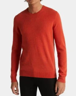 Pull 100% Cachemire Machron col rond orange