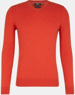 Pull 100% Cachemire Machve col V orange