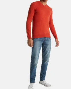 Pull 100% Cachemire Machve col V orange