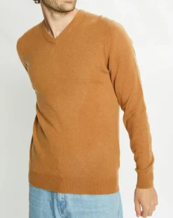 Pull 100% Cachemire Machve col V caramel