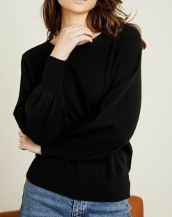 Pull 100% Cachemire Manches Ballon Angelina Col rond noir