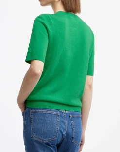 Pull 100% Cachemire manches courtes Difi vert emeraude