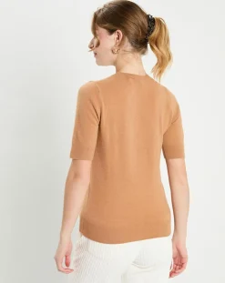 Pull 100% Cachemire manches courtes Difi camel