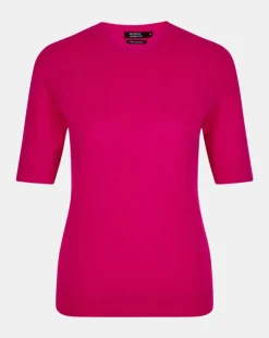 Pull 100% Cachemire manches courtes Difi rose fushia