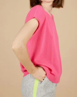 Pull 100% Cachemire manches courtes Charline boutons au dos tulipe