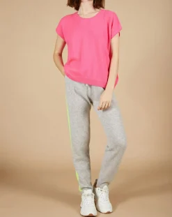 Pull 100% Cachemire manches courtes Charline boutons au dos tulipe