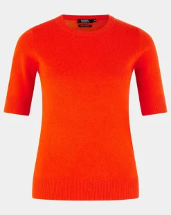 Pull 100% Cachemire manches courtes Difi orange