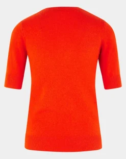 Pull 100% Cachemire manches courtes Difi orange