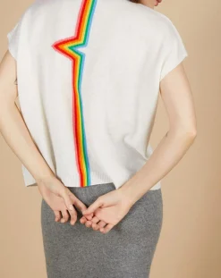 Pull 100% Cachemire Marion à bandes au dos écru