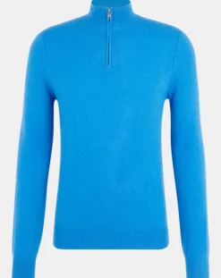 Pull 100% Cachemire Nachcam col zippé bleu
