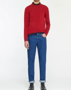 Pull 100% Cachemire Nachron col rond rouge