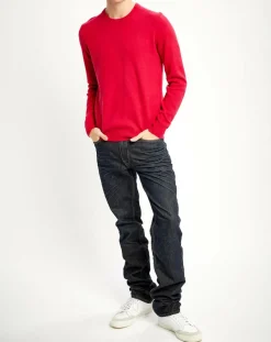 Pull 100% Cachemire Nachron col ras du cou rouge clair