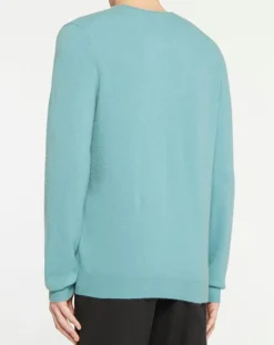 Pull 100% Cachemire Nachron col ras du cou bleu