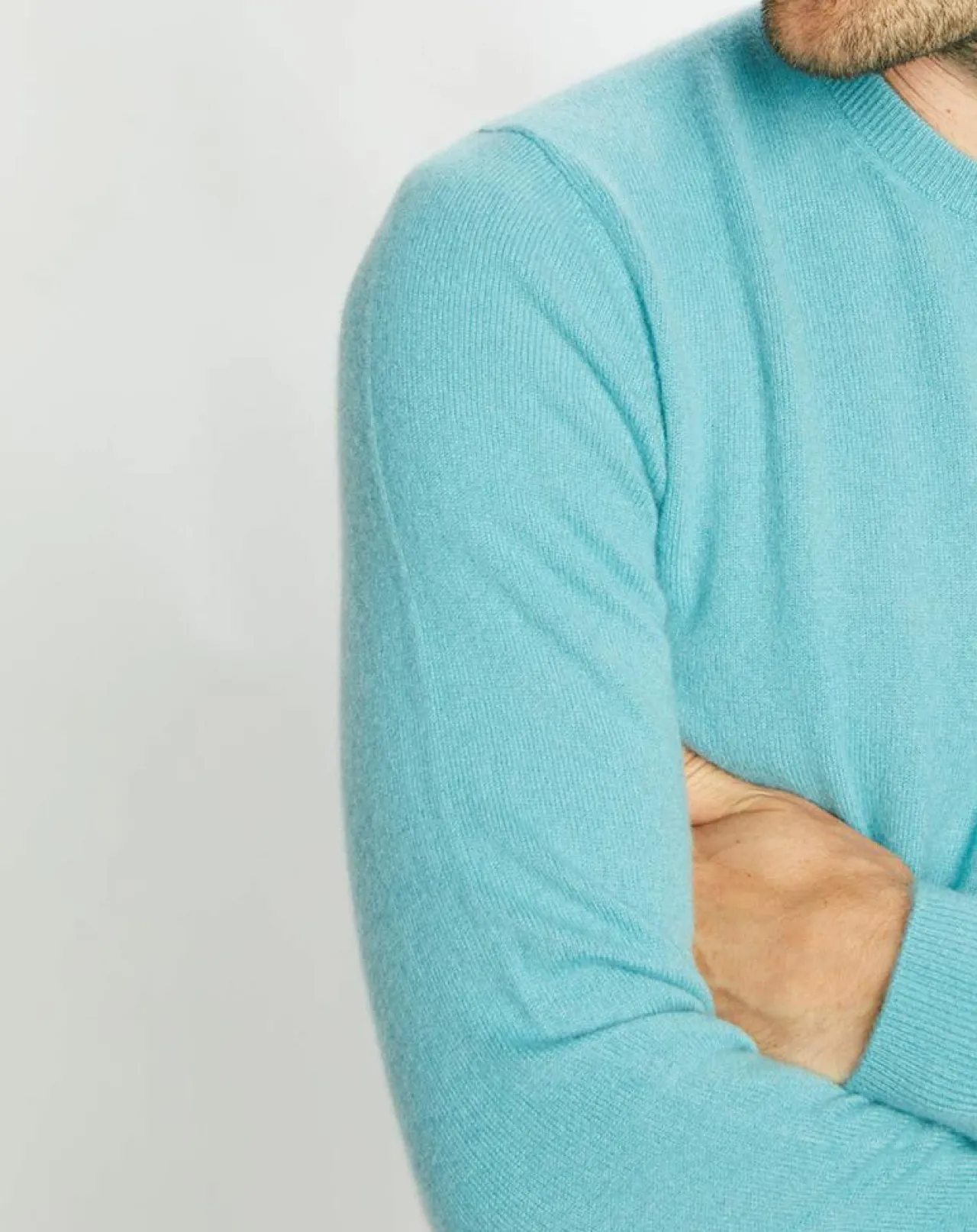 Pull 100% Cachemire Nachron col ras du cou bleu