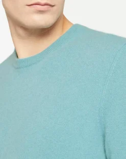 Pull 100% Cachemire Nachron col ras du cou bleu