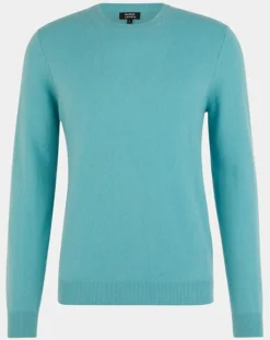 Pull 100% Cachemire Nachron col ras du cou bleu