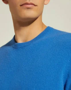 Pull 100% Cachemire Nachron col rond bleu