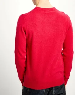 Pull 100% Cachemire Nachron col ras du cou rose foncé