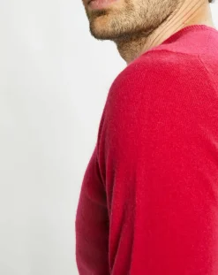 Pull 100% Cachemire Nachron col ras du cou rose foncé