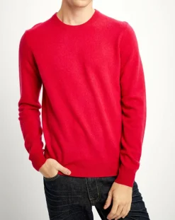 Pull 100% Cachemire Nachron col ras du cou rose foncé