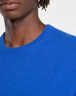 Pull 100% Cachemire Nachron col ras du cou bleu électrique