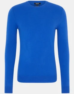 Pull 100% Cachemire Nachron col ras du cou bleu électrique