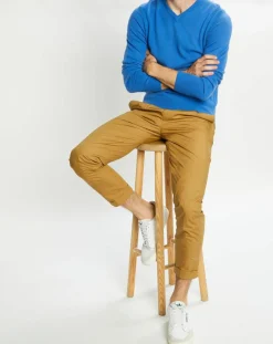 Pull 100% Cachemire Nachve col V bleu