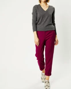 Pull 100% Cachemire Nocon col V gris foncé