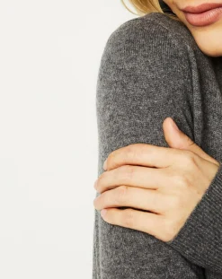 Pull 100% Cachemire Nocon col V gris foncé