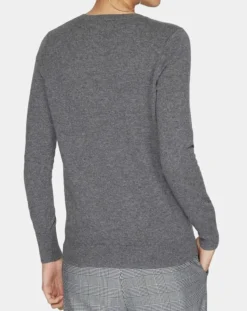 Pull 100% Cachemire Nocon col V gris foncé