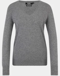 Pull 100% Cachemire Nocon col V gris foncé