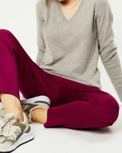 Pull 100% Cachemire Nocon col V gris clair