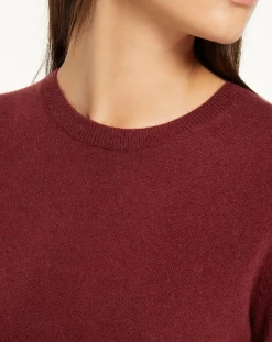 Pull 100% Cachemire Yabri col rond bordeaux