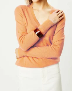 Pull 100% Cachemire Yocon col V orange