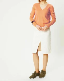 Pull 100% Cachemire Yocon col V orange