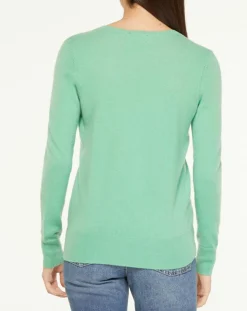 Pull 100% Cachemire Yocon col V vert