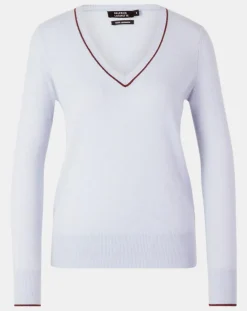 Pull 100% Cachemire Yocond col V bleu clair