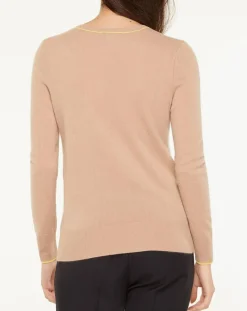 Pull 100% Cachemire Yocond col V beige