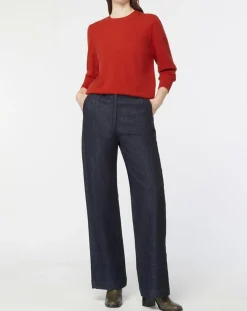 Pull 100% Cachemire Zabri col rond orange foncé